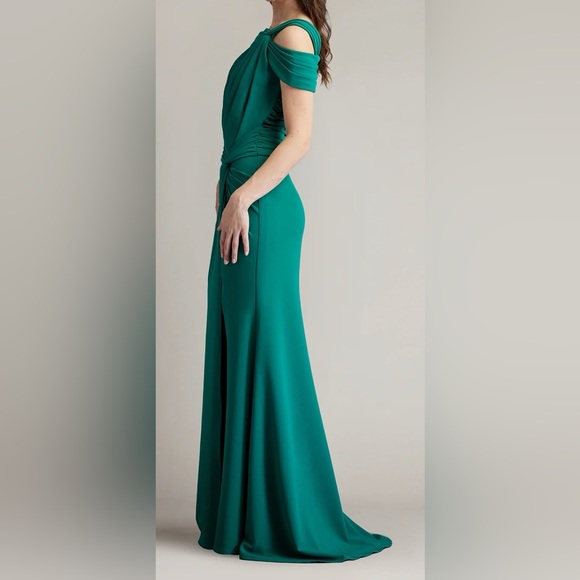 Tadashi Shoij DENALI ASYMMETRIC TWIST-KNOT GOWN BOS24465L NWT - Picture 2 of 5